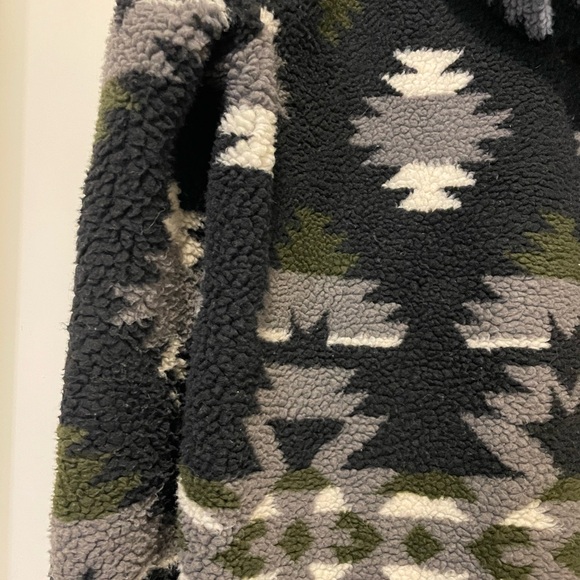 Lucky Brand Hi-Pile Southwest Fleece Hoodie Sweater W’s M (Men’s S) Black Green - Picture 6 of 10